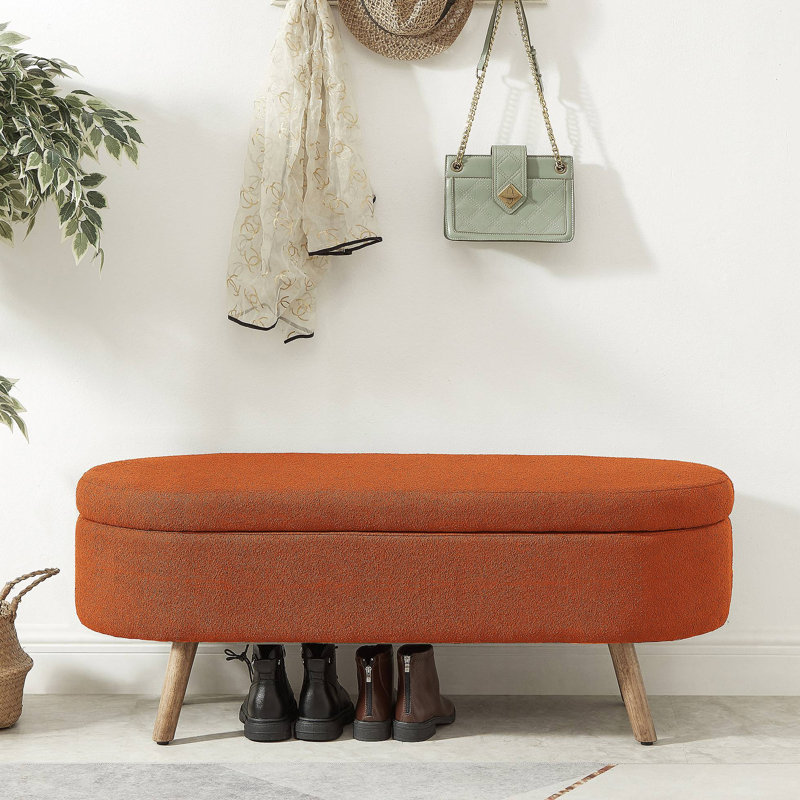 Banc de rangement avec repose-pieds ovale Luxury, Orange