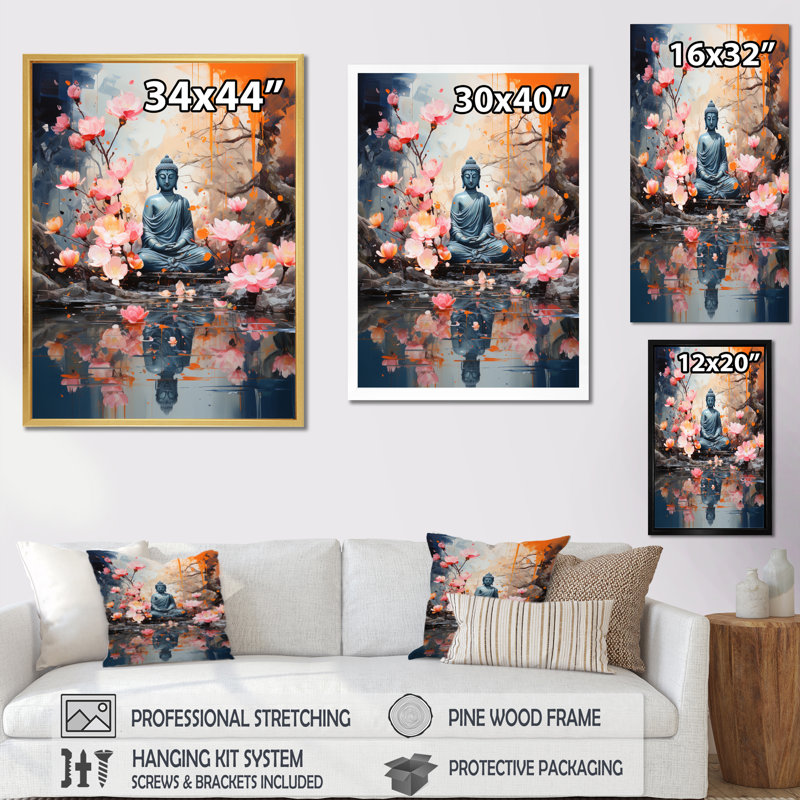 Floral Buddha In Meditation I sur impression sur toile, H 32 po x l 24 po x P 1 po, Toile tendue