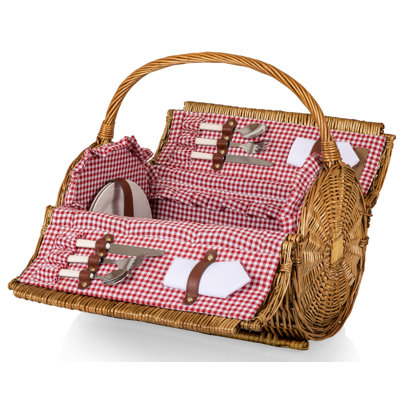 Panier de pique-nique en osier avec ensemble repas pour l'extérieur Barrel