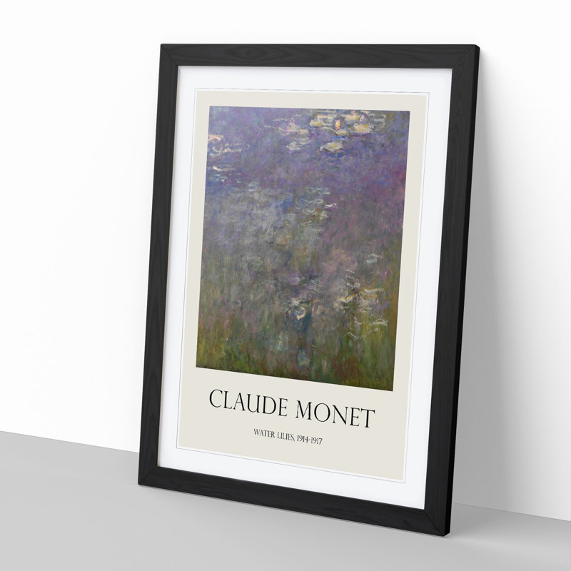 Water Lilies Lily Pond Vol.26 by Claude Monet - Picture Frame Art Prints, 65cm H x 48cm W x 2cm D, Black Framed