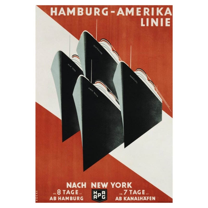 Affiche «Hamburg-Amerika Linie» par Henning Koeke, impression giclée, H 40 po x l 32 po