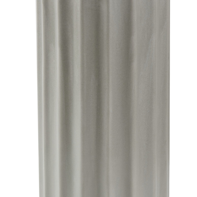 Gray Ribbed Ceramic Table Lamp with White Drum Shade