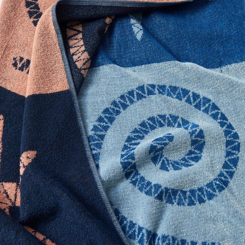 Ensemble de serviettes de plage 100% coton, Bleu / Brun