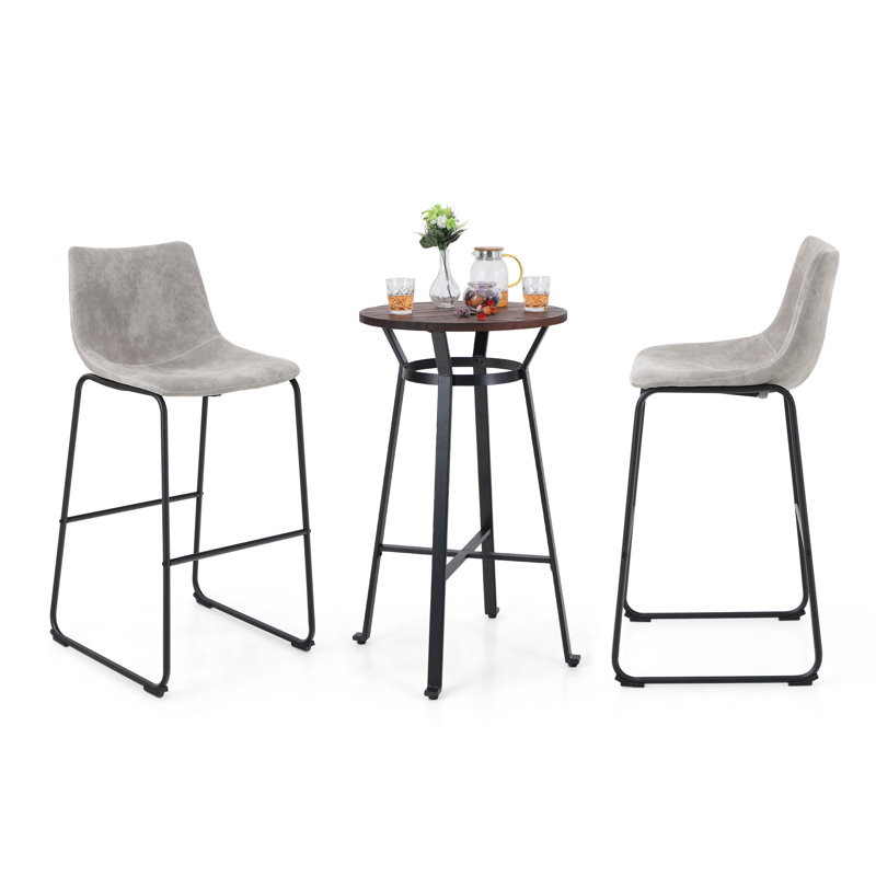 2 - Person Solid Wood Top Four Leg Base Dining Set, Gray