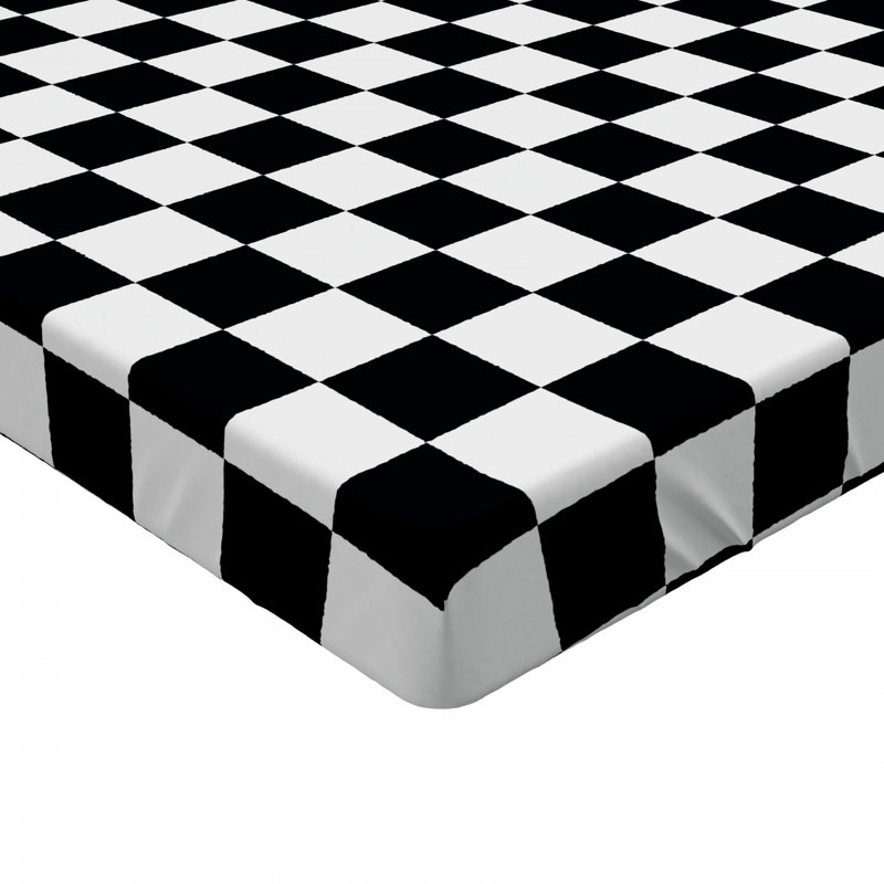 Microfiber Geometric Fitted Sheet, Full Fitted Sheet, Black