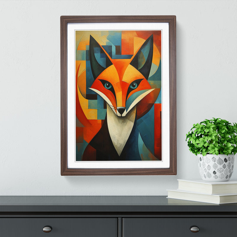 Fox Constructivism No.2 - Framed Print, 46cm H x 34cm W, Walnut Framed