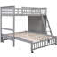 Lit superposé simple gris sur lit double avec 6 tiroirs et un lit en bois mobile dans six armoires-1964563034-1964563035