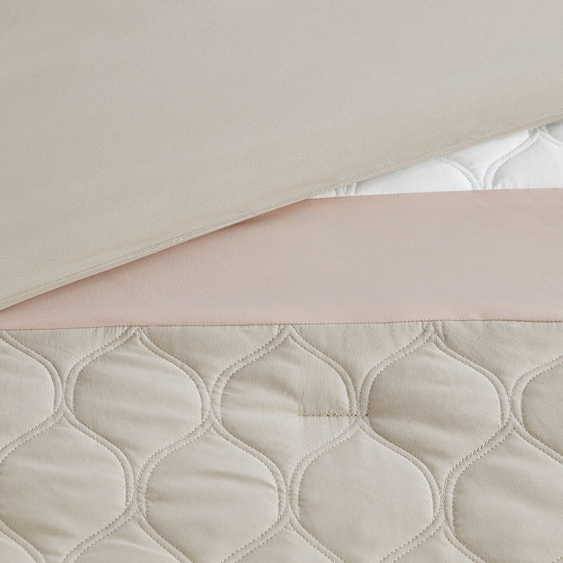 Édredon 8 très grand lit - édredon à imprimé rosé, oreillers décoratifs, literie lavable, Rosé