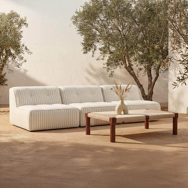 Perche 2 pièces Perrie, Brown Stripe Acrylic, 2 Armless Chairs; Chaise