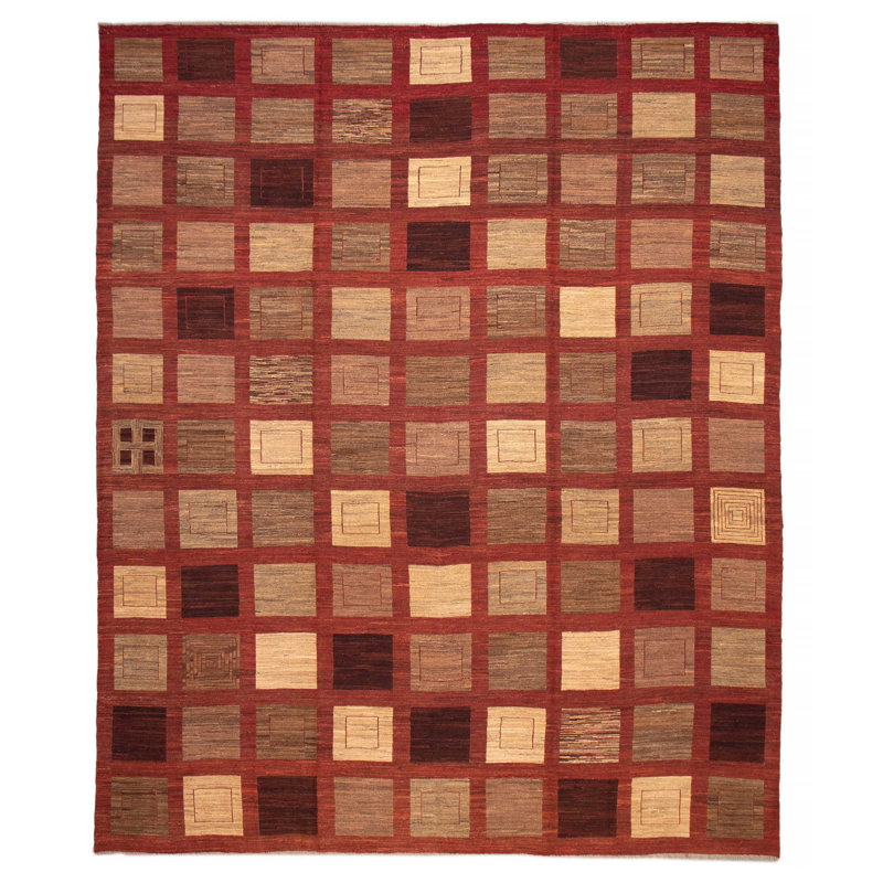 Tapisserie rouge Lahor Finest unique en son genre tissée à la main 13 pi 0 po x 15 pi 8 po