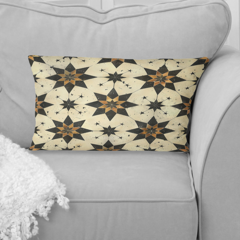 Coussin lombaire brun et beige avec étoiles magiques II