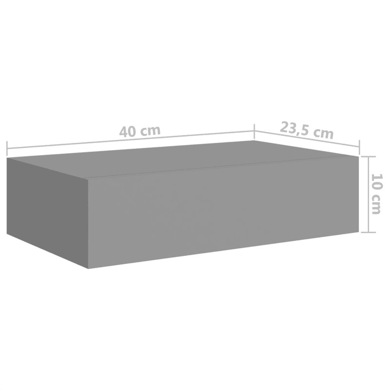 Azarie 2 Piece Floating Shelf, 10cm H x 40cm W x 23.5cm D, Grey