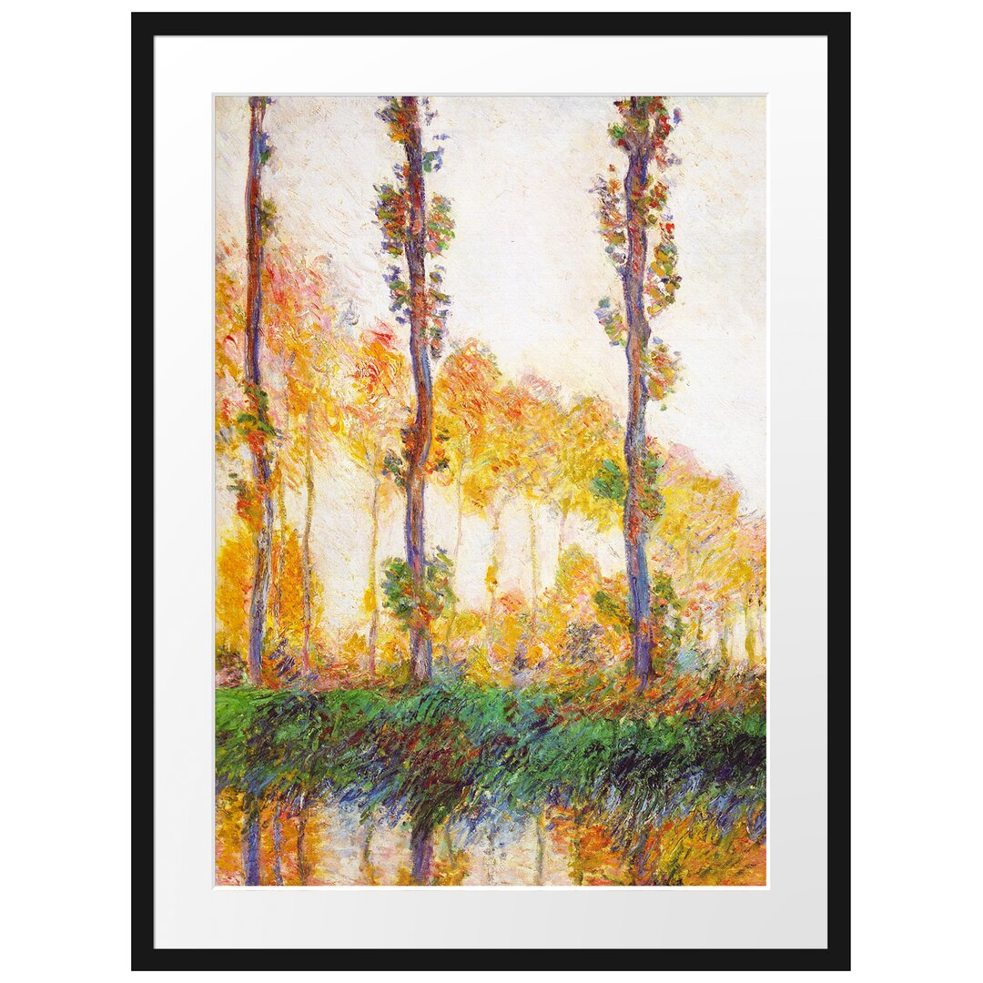 Gerahmtes Leinwandbild Pappeln im Herbst von Claude Monet