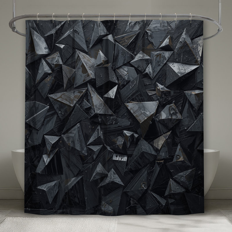 Rideaux de douche très longs à motif géométrique foncé, L 70 po x H 84 po