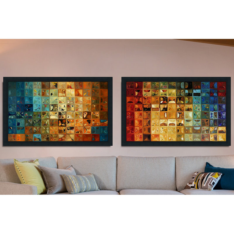 "Modern Tile Art" sur toile n ° 11, 2009 - Ensemble de 2 reproductions d'art sur toile encadrées