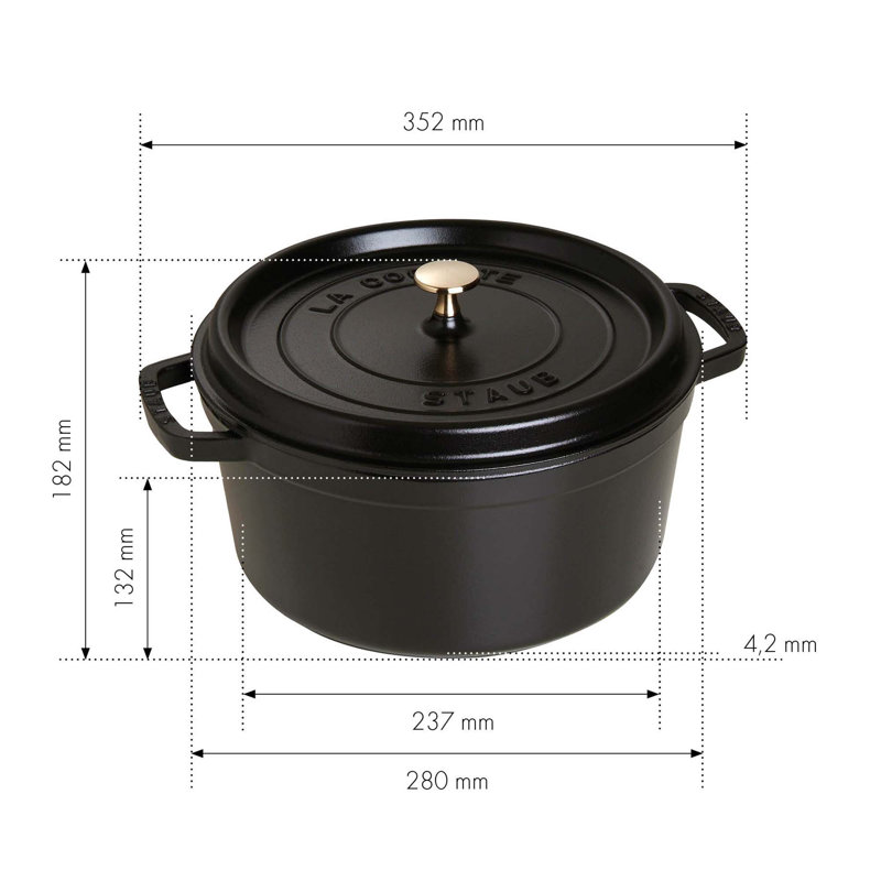 La Cocotte Cast Iron Round Cocotte, 7 quarts, Black Matte