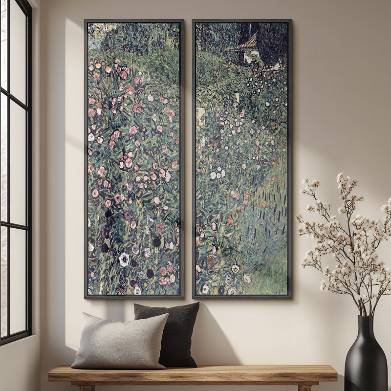 «Vintage Landscape Wall Art», ensemble de 2 toiles encadrées 20 x 60 pouces, Noir