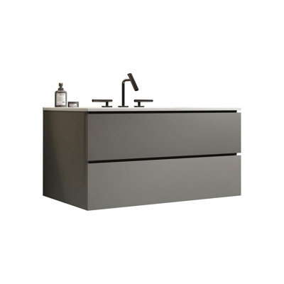 Meuble-lavabo élégant avec rangement amélioré et fonctionnalité silencieuse