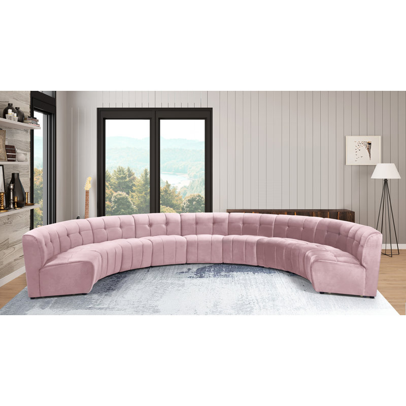 Jedson Velvet Sectional Symmetrical, Pink Velvet