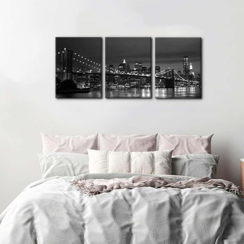 3 Piece Wrapped Canvas Print, 40 cm H x 90 cm W