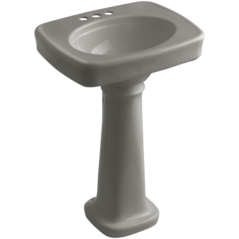 Bancroft 28" Tall Ceramic Vitreous China Rectangular Bathroom Sink, Sandbar, 8" Centers, 35.25" H x 21" W x 24" L