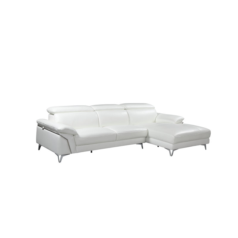 Gailbrook Upholstered L-Shaped Sectional Right Hand Facing, White Genuine Leather