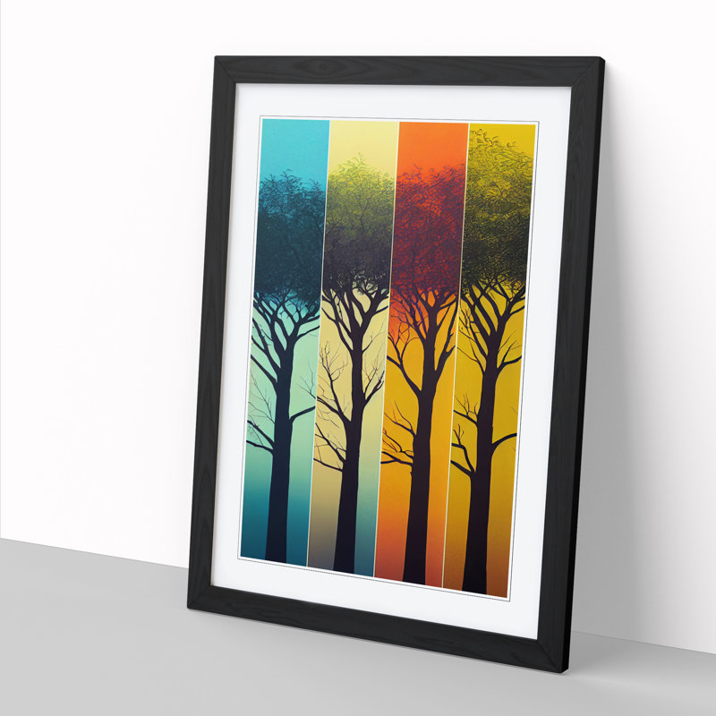 Tree Polygon - Single Picture Frame Print, 46cm H x 34cm W x 2cm D, Walnut