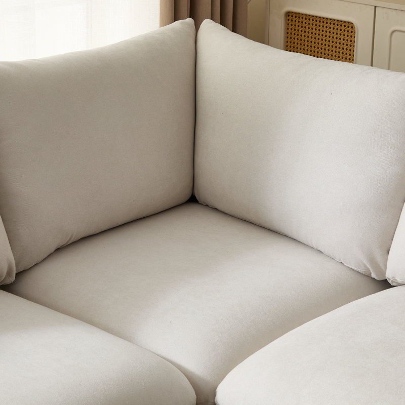 Ryder Modular Sectional Sofa, 34" H x 99.5" W x 69" D, White Polyester Blend