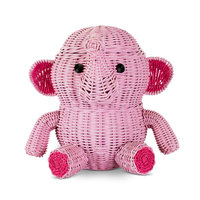 Grand panier de rangement en rotin avec couvercle en osier tissé à la main Brayce, Rose