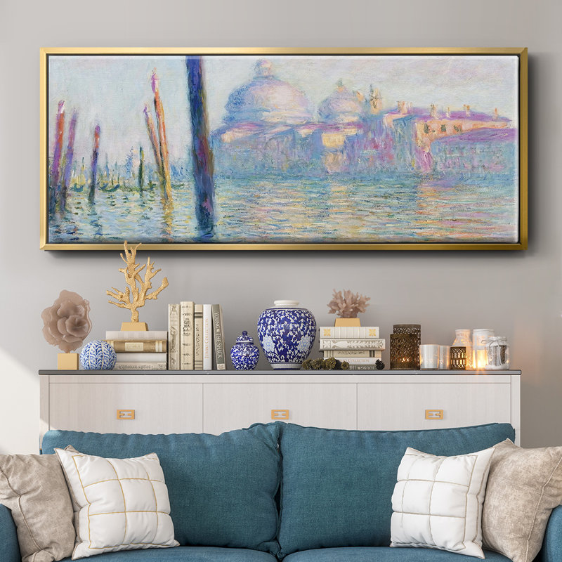 Le Grand Canal à Venise, 1908 01, H 20 po x l 50 po x P 1,5 po, Toile avec cadre flottant or