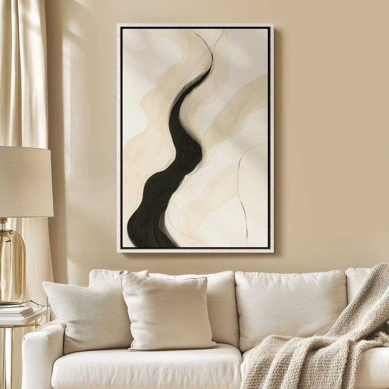 Art mural encadré, impressions murales abstraites rétro pour chambre à coucher - 16 po x 24 po, Blanc