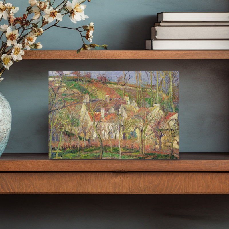 The Red Roofs, Or Corner Of A Village, Winter, 1877 Abstract Contemporary Autumn City Wall Art Print - Print