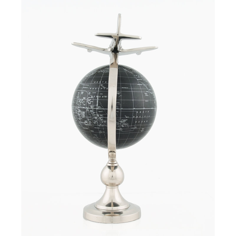 Brass Tabletop Globe, 18"H x 10" W x 8.5"D