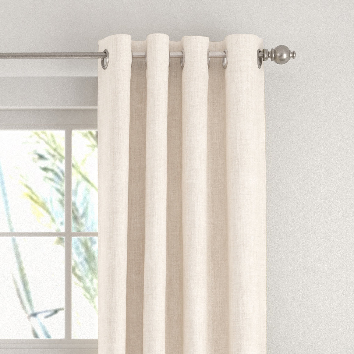 Textured Linen-Blend Blackout Curtain Panel Set, Ivory, 50" W x 96" L