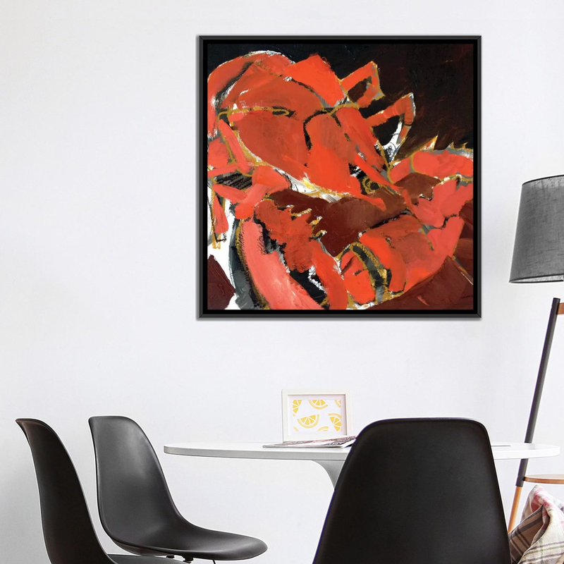 « abstract homard v », impression sur toile, H 18 po x l 18 po x P 1,5 po, Toile avec cadre noir, Pas de tapis