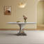 Table de salle à manger 71 "rectangulaire pour 6 à 8 personnes, table de cuisine moderne avec base en sablier en acier inoxydable noir, grande table de salle à manger comprenant 8 chaises en cuir noir-586200188-586200177