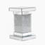 Table d'appoint 11,8 po à miroir carré argenté avec lumières DEL, table d'appoint moderne avec diamant concassé