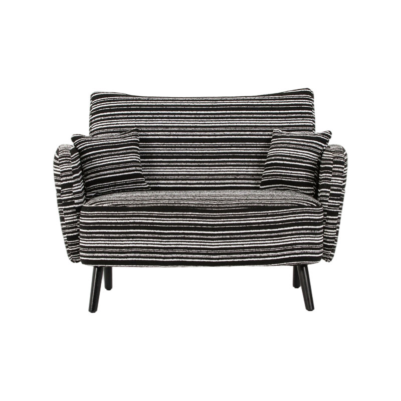 Canapé à deux places de style moderne avec accoudoirs confortables, coussins d'accoudoirs et poches de rangement, canapé à deux places profonds, canapé moderne confortable pour la chambre à coucher, les petits espaces, les appartements et le bureau