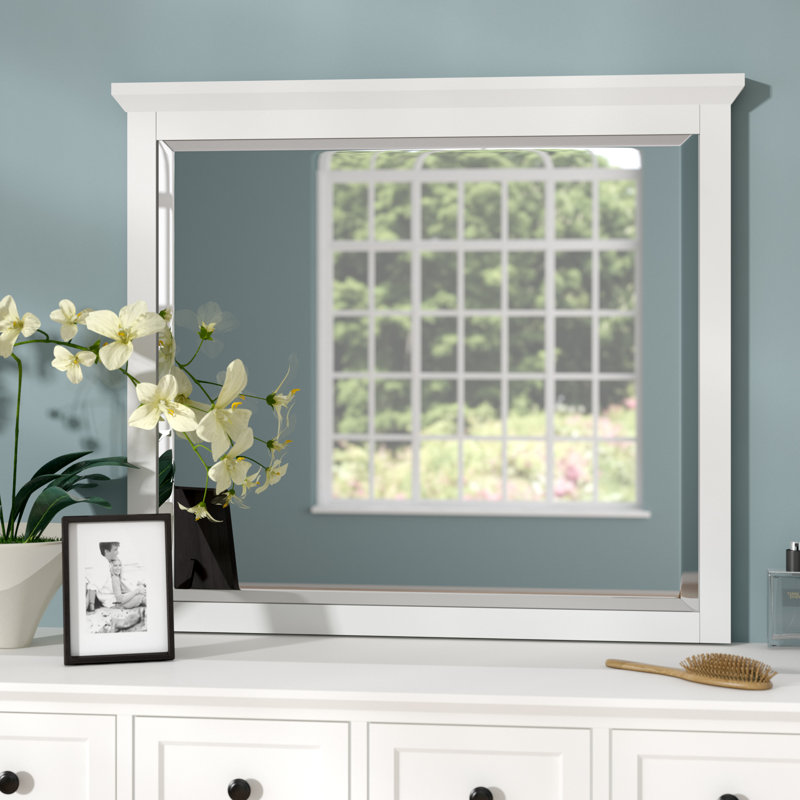 Mowgli Solid Wood Rectangle Wall Mirror, White