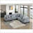 6Pc Modular Sectional Set Gray Corduroy Upholstery 3X Armless Chairs 3X Corner Seats Soft Pillows Living Room Furniture-2042897174