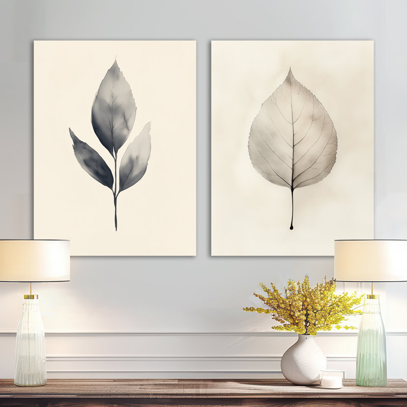 Shadow of a Leaf - Botanical, impression murale 2 pièces, 32" H x 48" W