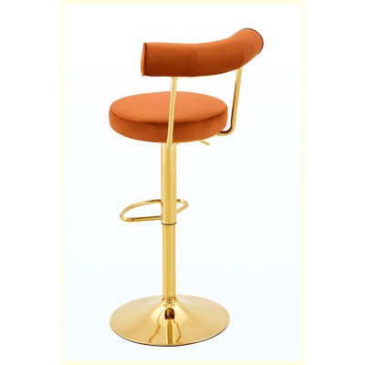 Ensemble de 2 tabourets de bar réglables et pivotants, fauteuil en velours brun rembourré à hauteur de comptoir avec pieds dorés électrolytiques pour la cuisine, le bar, le café et la réception