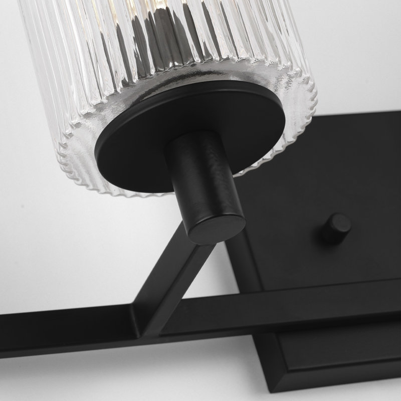 Luisa bath wall sconce with clear fluted glass shades, Midnight Black, 4
