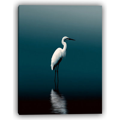 Graceful Waterside Egret Wrapped Canvas Wall Art
