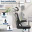 Chaise de bureau ergonomique, chaise de bureau ergonomique avec support lombaire réglable, chaise d'ordinateur en filet de 400 lb à haut dossier avec appui-tête réglable pour le bureau (noir)-1769200280