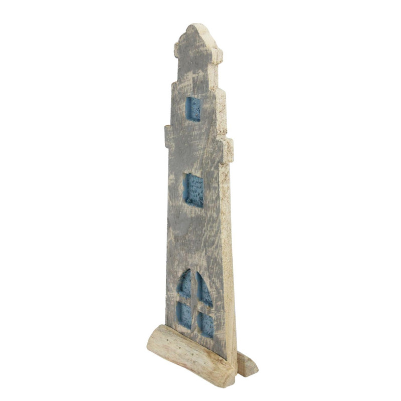 Phare nautique d’inspiration Cape Cod en bois vieilli 15 po