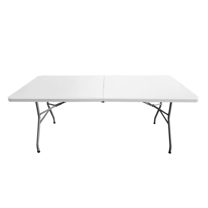 Granite White 6' Folding Table with Powder-Coated Steel Legs