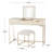 Coiffeuse en bois gris clair avec tabouret et miroir caché