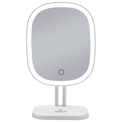 Miroir de maquillage tactile avec lumière DEL et base amovible, système d'alimentation double, capteur tactile