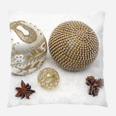 Coussin décoratif en toile de noël intérieur/extérieur bauble 